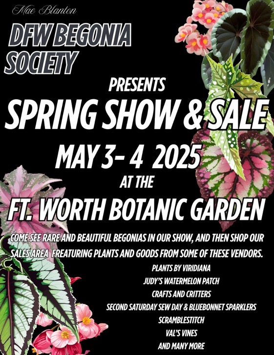 DFW Begonia Show and Sale 3May25